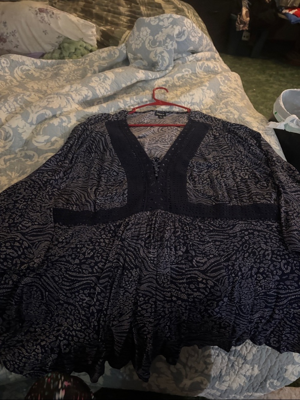 torrid Navy & White Patterned V-Neck Tunic
